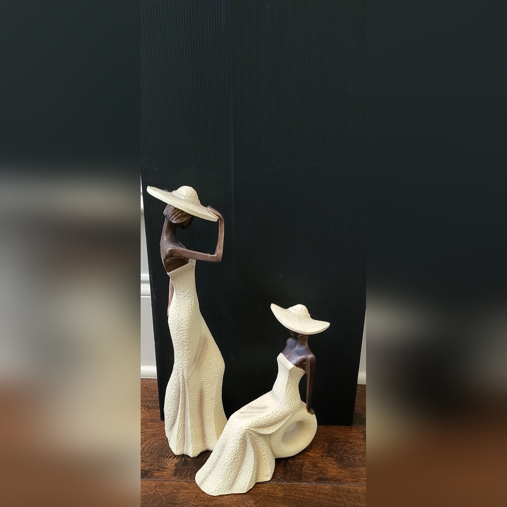 Elegant Cream and Brown Figurine Set